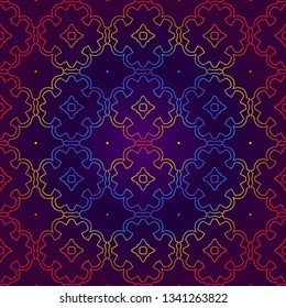 Retro Seamless Pattern. Geometric, Triangle, Zig Zag. For Wallpaper, Fabric, Scrapbooking Design, Textures. Vector Illustration. Red blue gradient color.