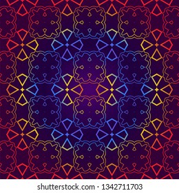 Retro Seamless Pattern. Geometric, Triangle, Zig Zag. For Wallpaper, Fabric, Scrapbooking Design, Textures. Vector Illustration. Red blue gradient color.