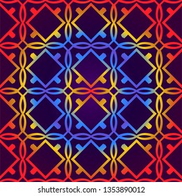 Retro Seamless Pattern. Geometric, Triangle, Zig Zag. For Wallpaper, Fabric, Scrapbooking Design, Textures. Vector Illustration. Red blue gradient color.