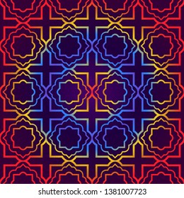 Retro Seamless Pattern. Geometric, Triangle, Zig Zag. For Wallpaper, Fabric, Scrapbooking Design, Textures. Vector Illustration. Red blue gradient color.