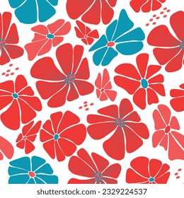 Retro seamless pattern Groovy Daisy Flower.