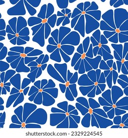 Retro seamless pattern with Groovy Daisy Flower
