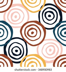 Retro - seamless pattern hand draw geometric circles background