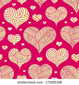 retro seamless pattern with  hearts 