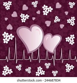 retro seamless pattern with hearts