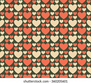 Retro seamless pattern of hearts. Can be used for wallpaper, pattern fills, web page background, surface textures. Holiday Valentines day.