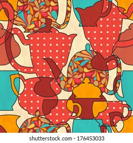 Retro seamless pattern with household items