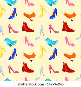 Retro seamless pattern with lady accessories - shoes and footwear