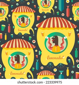 Retro seamless pattern with lemonade seller.