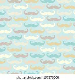 retro seamless pattern with mustache, vector illustration