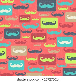 retro seamless pattern with mustache, vector illustration