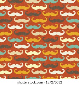 retro seamless pattern with mustache, vector illustration