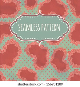 Retro seamless pattern on silk with hearts