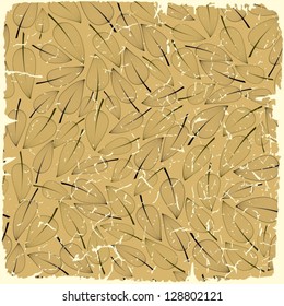 Retro seamless pattern on vintage old paper. Plus three objects  cracked surface.Grunge effects can be removed.