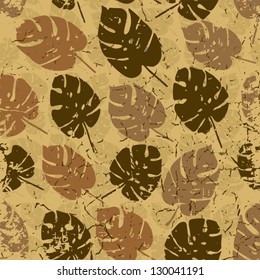 Retro seamless pattern on vintage old paper. Plus three objects  cracked surface. Grunge effects can be removed.