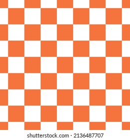 Retro seamless pattern with orange and white checkerboard
