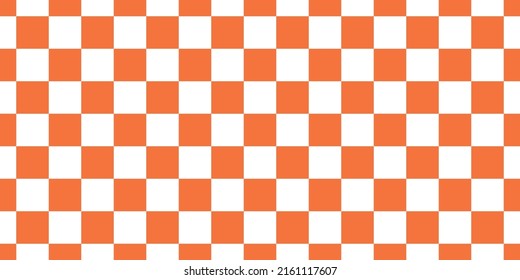 Retro seamless pattern with orange and white checkerboard