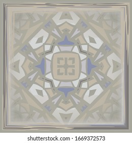 Retro seamless pattern  in oriental style  for textile, carpet, decor, tiles.. Scarf design. Frame.