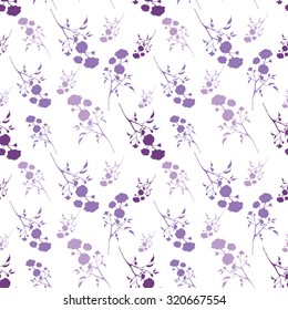 Retro seamless pattern with purple silhouettes of roses Vintage seamless pattern with purple roses