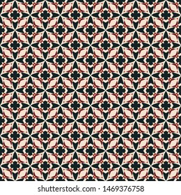 Retro  seamless pattern in red and black. Home  decor, interior design, cloth design.