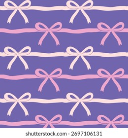 Retro seamless pattern ribbon bow, Coquette Fabric Textile with purpose background style.