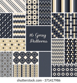 Retro seamless pattern set. Vintage vector background. Geometric frame repeat wallpaper. Decorative elements collection. Abstract texture. Fashion design, elegant fabric print, paper wrapping
