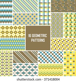 Retro seamless pattern set. Vintage vector background. Geometric frame repeat wallpaper. Decorative elements collection. Abstract texture. Fashion design, elegant fabric print, paper wrapping