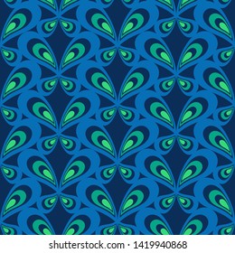 Retro seamless pattern with simple butterflies on colored background. Flat ornament for textile, wrapping paper, prints, fabric, wallpaper, web etc.
