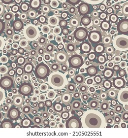 Retro seamless pattern with small circles. Beige palette.