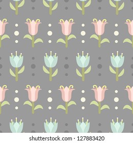 Retro seamless pattern with spring flowers #2