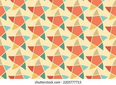 Retro seamless pattern star vintage carnival flat. Light infinity print geometric gift decorating paper. Textile design fabric packaging card background. Texture circus wallpaper color stamp vector