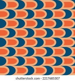 Retro seamless pattern in the style of the 70s and 60s. Geometric vintage pattern