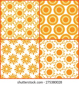Retro Seamless pattern with sun. Vector illustration. Retro Patterns Set
