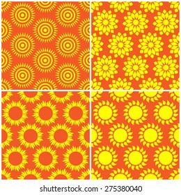 Retro Seamless pattern with sun. Vector illustration. Retro Patterns Set