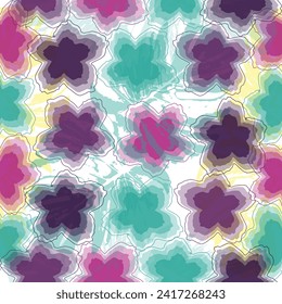 Retro seamless pattern. Swirls and paisley elements in boho design.  Abstract floral seamless pattern. 