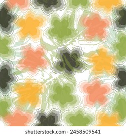 Retro seamless pattern. Swirls and paisley elements in boho design.  Abstract floral seamless pattern. 