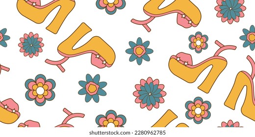 Retro seamless pattern with vintage shoes