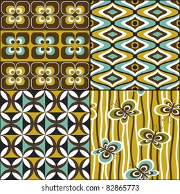 Retro seamless pattern wallpaper set vintage