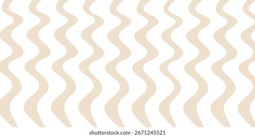 Retro seamless pattern with wavy vertical white lines.  funky design. Vertical wavy pink and cream wavy lines.