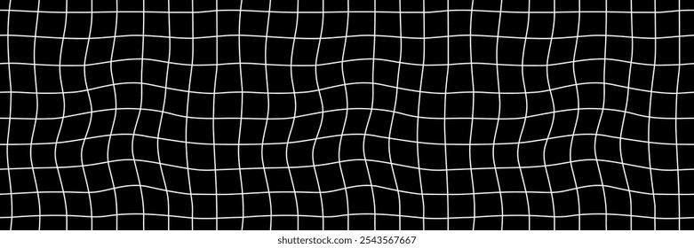 Retro seamless pattern. White grid on black background. 60s 70s aesthetic. Vector illustration for poster, cover, print.