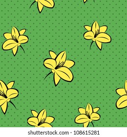Retro seamless pattern of yellow flowers. Vector illustration