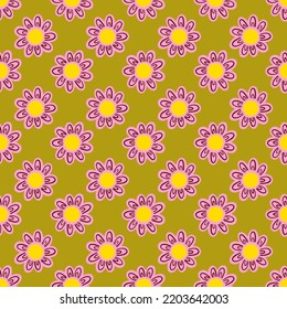 Retro seamless patterns retro 70s, great design for any purposes. Seamless abstract geometric pattern. Vintage seamless floral pattern. Botanical illustration. Colorful vector wallpaper.