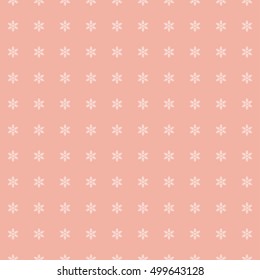 Retro Seamless pink Winter Background with Snowflakes