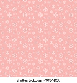 Retro Seamless pink Winter Background with Snowflakes