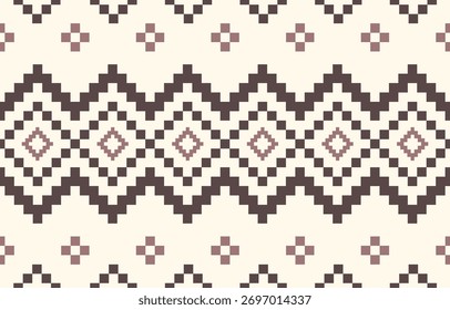 Retro seamless pixel pattern vector with geometric 8-bit design, suitable for digital backgrounds, textile prints, and retro game-inspired products.