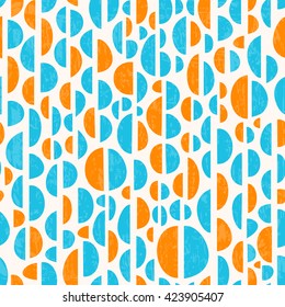 Retro seamless repeating pattern with decorative shapes. Colorful vector background