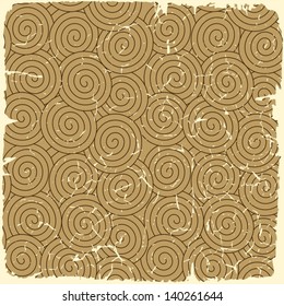 Retro seamless spirals pattern on vintage old paper. Plus three objects  cracked surface.Grunge effects can be removed.