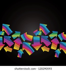 retro (seamless) stripe pattern with arrows on black background