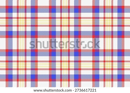 Retro seamless textile check, genuine vector plaid texture. Rug background fabric pattern tartan in white and blue colors palette.
