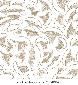 retro seamless texture with edible mushrooms oysters for your design